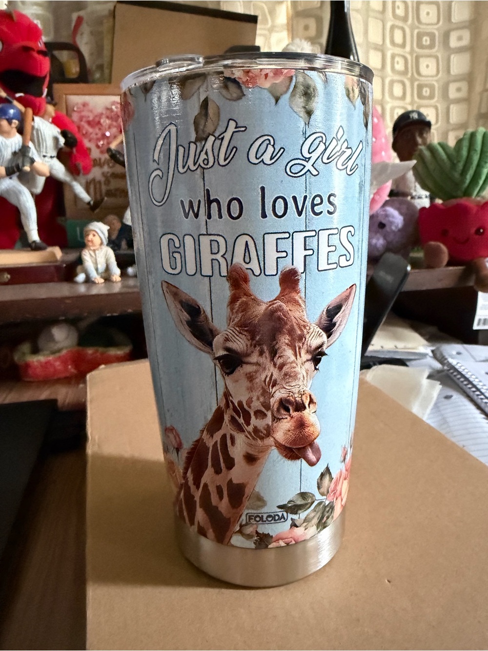 Just a Girl Who Loves Giraffes Stainless Tumbler - Blue